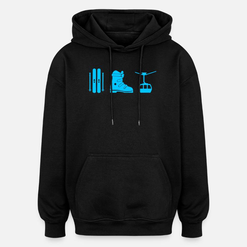 Ski design in blue - Oversized Unisex Hoodie - black