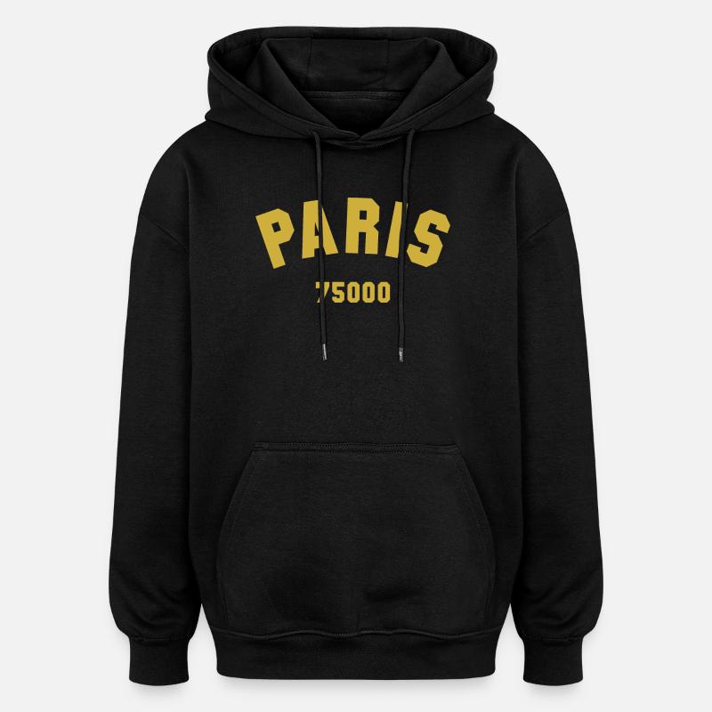PARIS Postal code - Oversized Unisex Hoodie - black