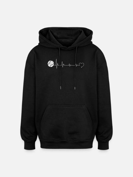 Heartbeat Stethoscope Heartline Design - Oversized Unisex Hoodie - black