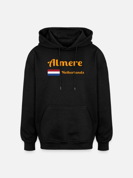 Almere Pays-Bas - Imprimés élégants - Sweat à capuche oversize unisexe - noir