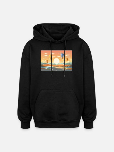 Heißluftballons - Oversized Unisex Hoodie - Schwarz