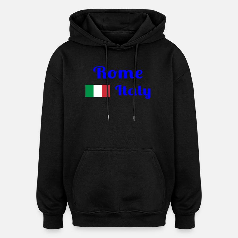 Rome, Italie - Imprimés élégants - Sweat à capuche oversize unisexe - noir