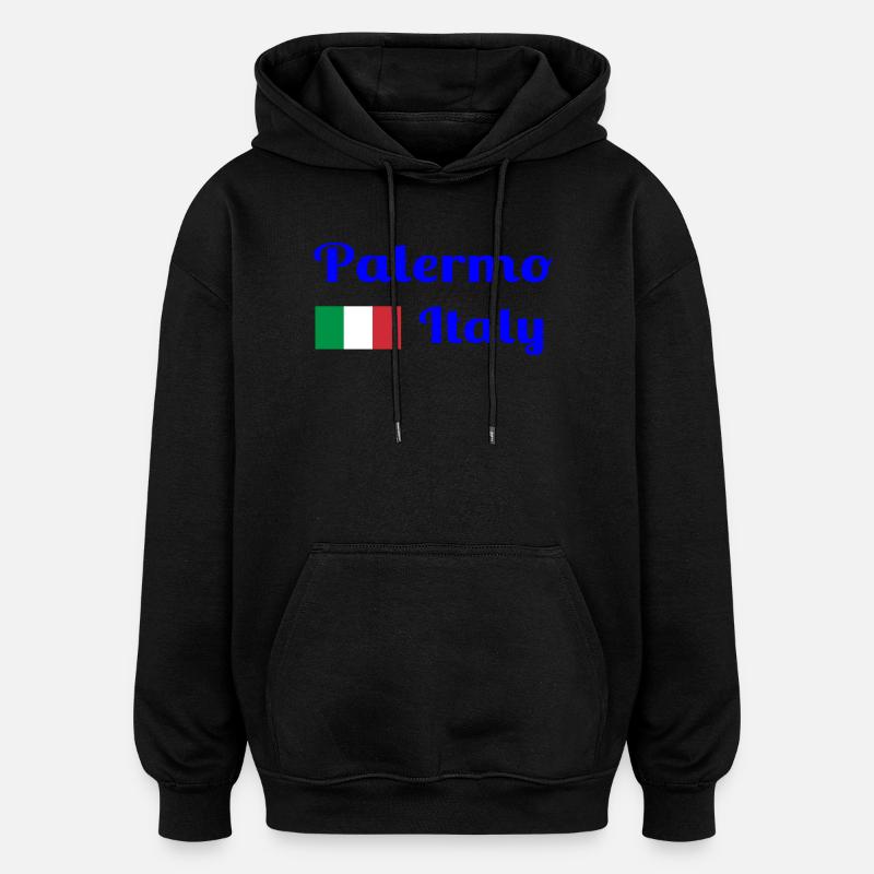 Palerme, Italie - Imprimés élégants - Sweat à capuche oversize unisexe - noir