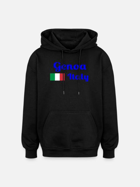 Gênes Italia - Imprimés élégants - Sweat à capuche oversize unisexe - noir