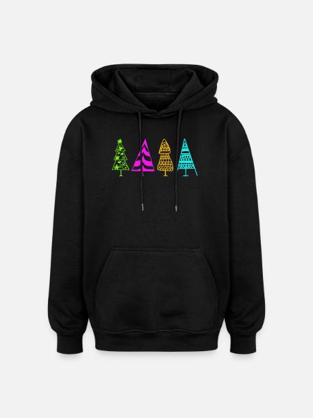 Bunte Weihnachtsbaum-Illustration - Oversized Unisex Hoodie - Schwarz