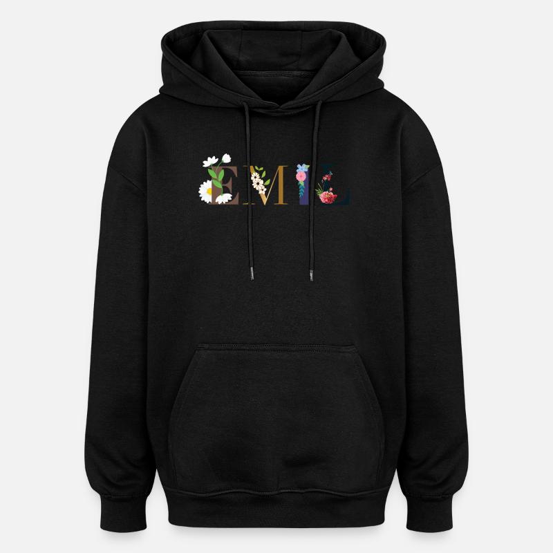 EMIL Name mit Blumen geschmückt - Oversized Unisex Hoodie - Schwarz