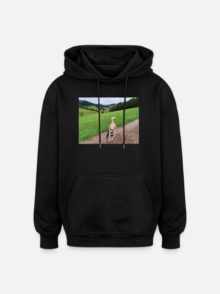 Awesome view with dog - Oversized Unisex Hoodie - black