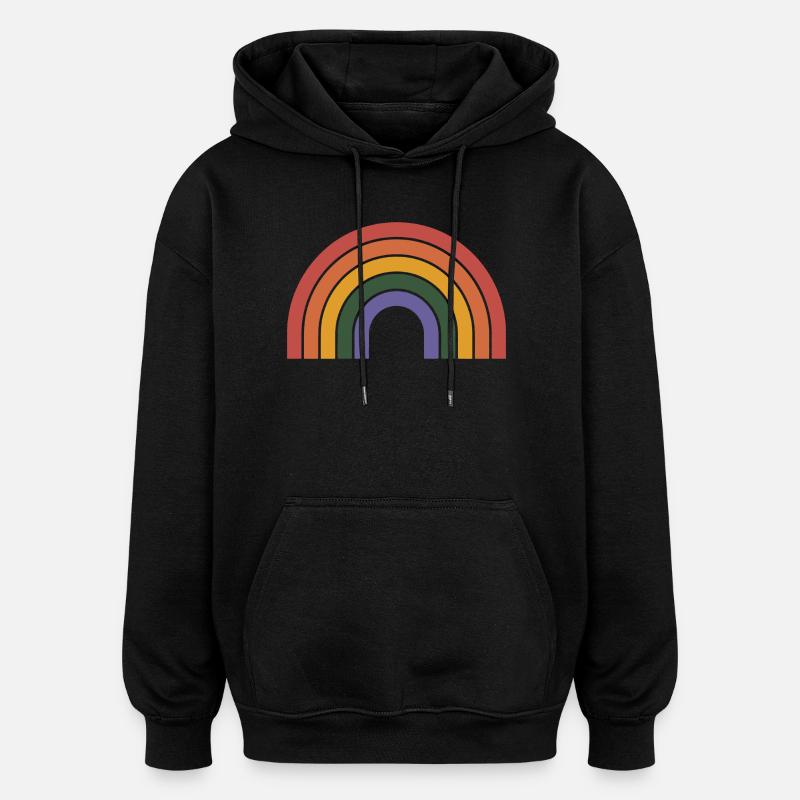 Retro Rainbow Arc Print - Oversized Unisex Hoodie - black