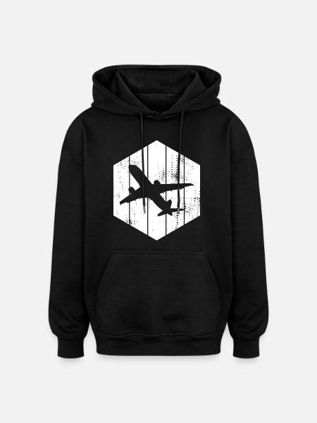Airplanes Sketch - Oversized Unisex Hoodie - black