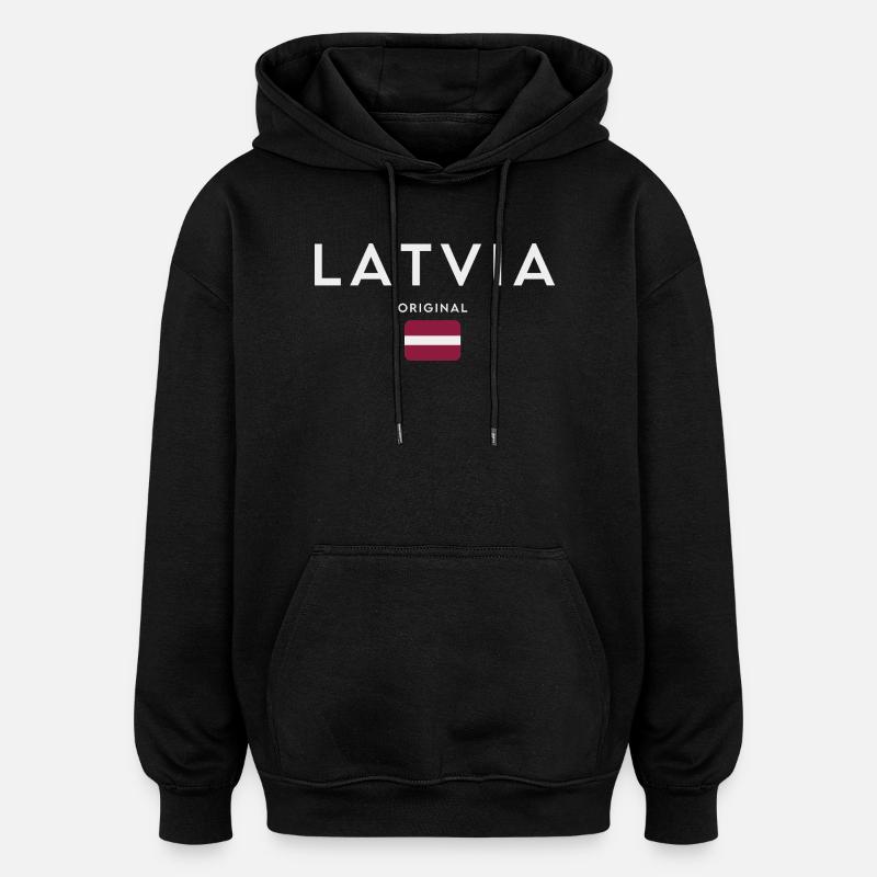 Drapeau letton, fierté lettone - Sweat à capuche oversize unisexe - noir