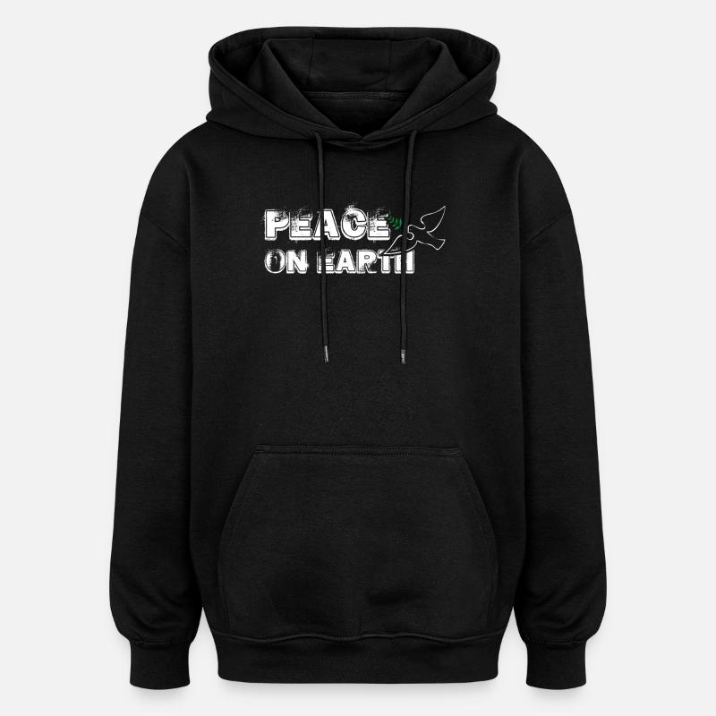 Peace on Earth | with Bird - Oversized Unisex Hoodie - Schwarz