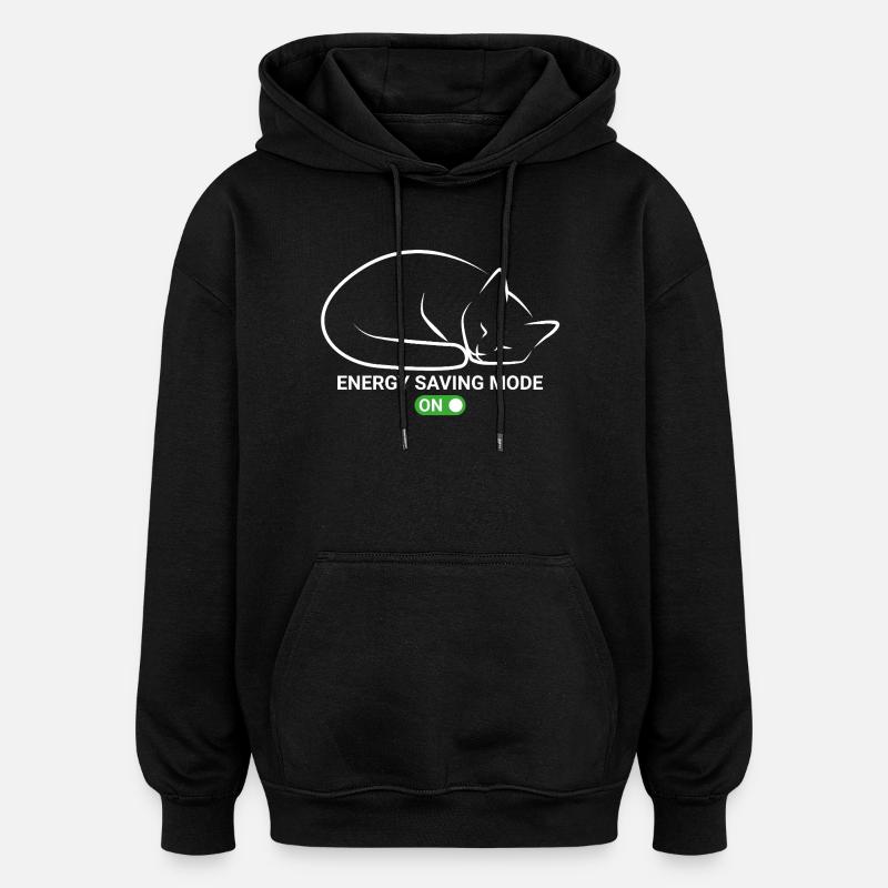 Cat en mode d’économie d’énergie - Sweat à capuche oversize unisexe - noir