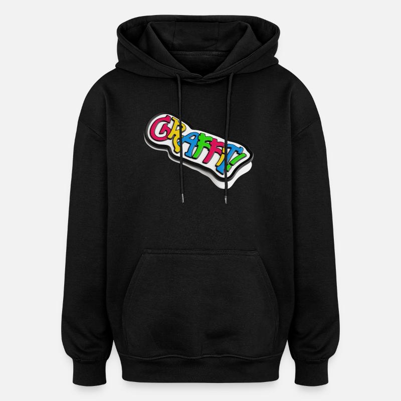 Graffiti lettering 3d effect - Oversized Unisex Hoodie - black