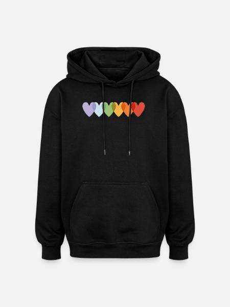 Hearts in Pastel and Vibrant Gradient - Oversized Unisex Hoodie - black