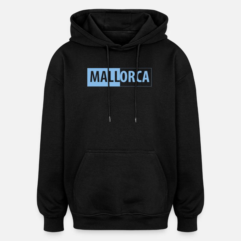 MALLorca im Kasten (hellblau / schwarz) - Oversized Unisex Hoodie - Schwarz
