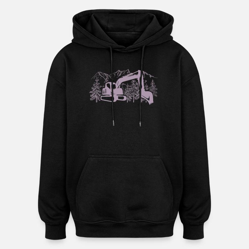 Bagger Silhouette Baugeräteführer Arbeit - Oversized Unisex Hoodie - Schwarz
