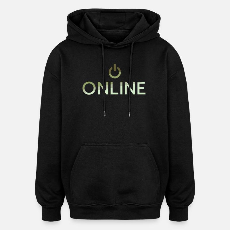 online lettering - On Button active - Oversized Unisex Hoodie - black