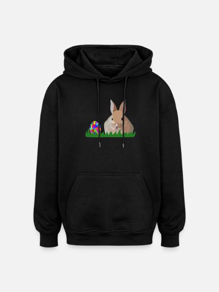 Olli Easter Bunny - Oversized Unisex Hoodie - black