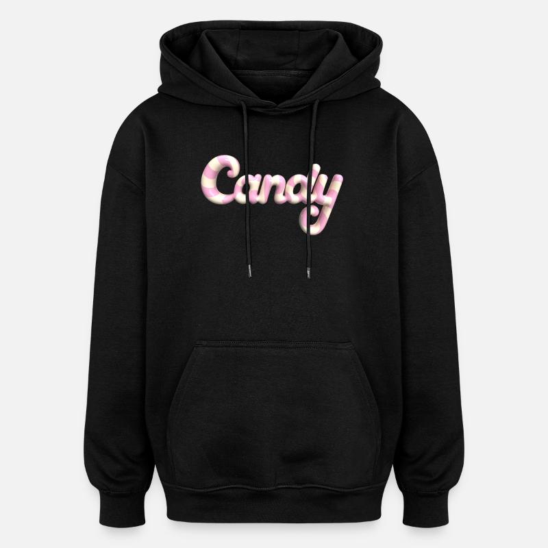 Candy Lettering – 3D Render Candy Style - Oversized Unisex Hoodie - black