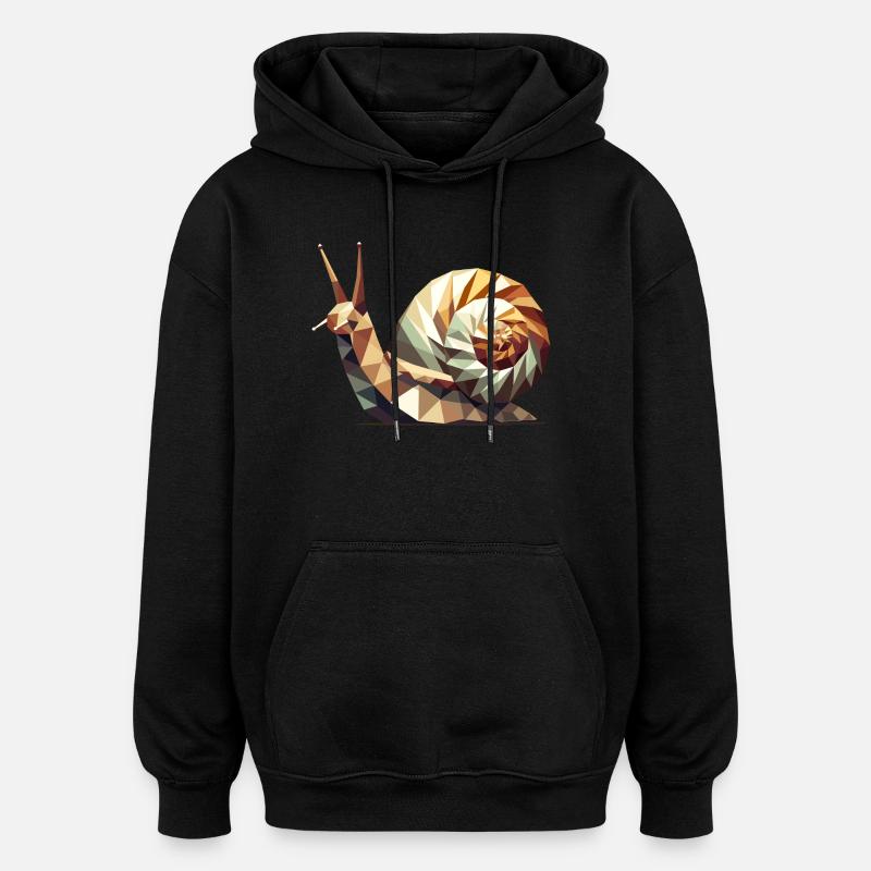 Escargot géométrique – Art Low-Poly stylisé - Sweat à capuche oversize unisexe - noir