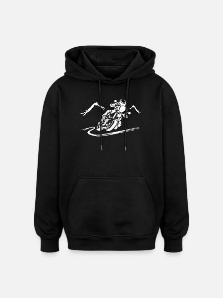 Speeding motorcycle silhouette - Oversized Unisex Hoodie - black