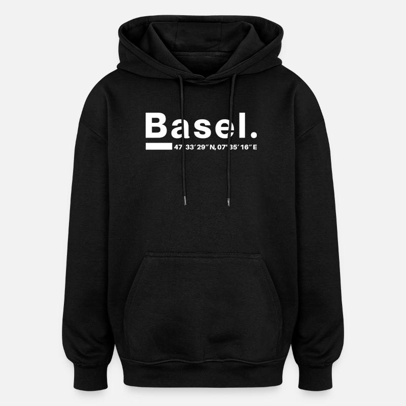 Coordonnées Bâle - Sweat à capuche oversize unisexe - noir