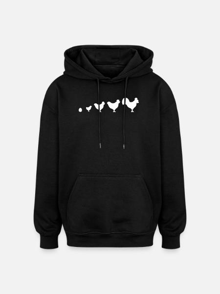 Evolution Farmer Chicken Rooster Funny - Oversized Unisex Hoodie - black
