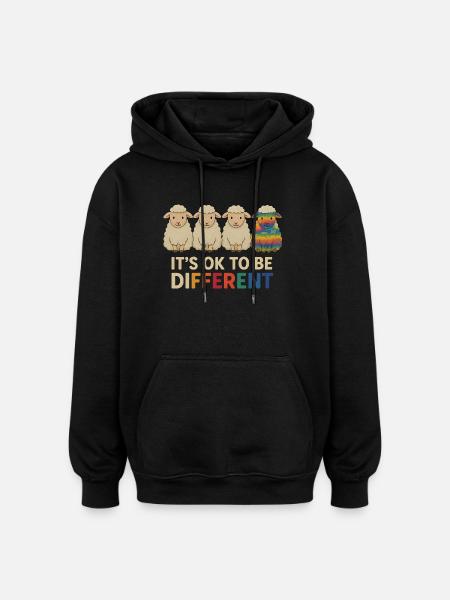 Det er OK at være anderledes – Neurodivergente får - Oversize unisex hoodie - sort