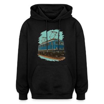 Strom am Stahl – E-Lok Power - Oversized Unisex Hoodie - Schwarz - Vorne - Noah (186cm)