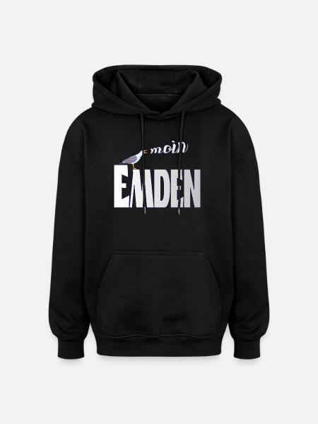 Emden Möwe & Moin Design - Oversized Unisex Hoodie - Schwarz