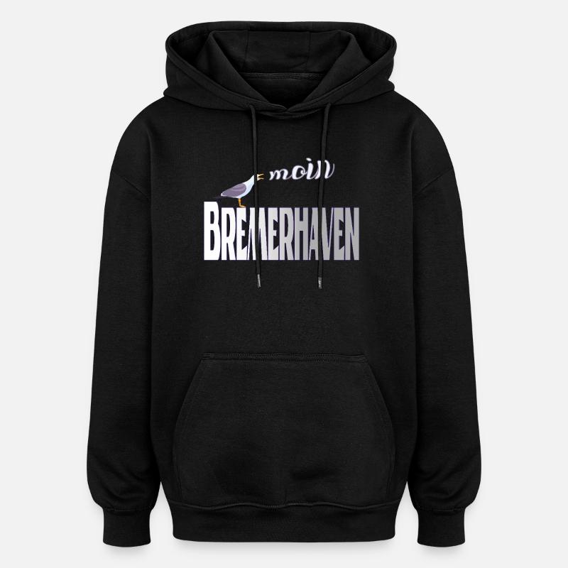 Bremerhaven Möwe & Moin Design - Oversized Unisex Hoodie - Schwarz