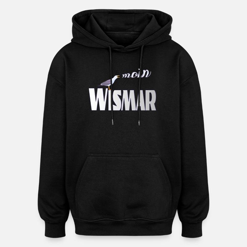 Wismar Möwe & Moin Ostsee - Oversized Unisex Hoodie - Schwarz