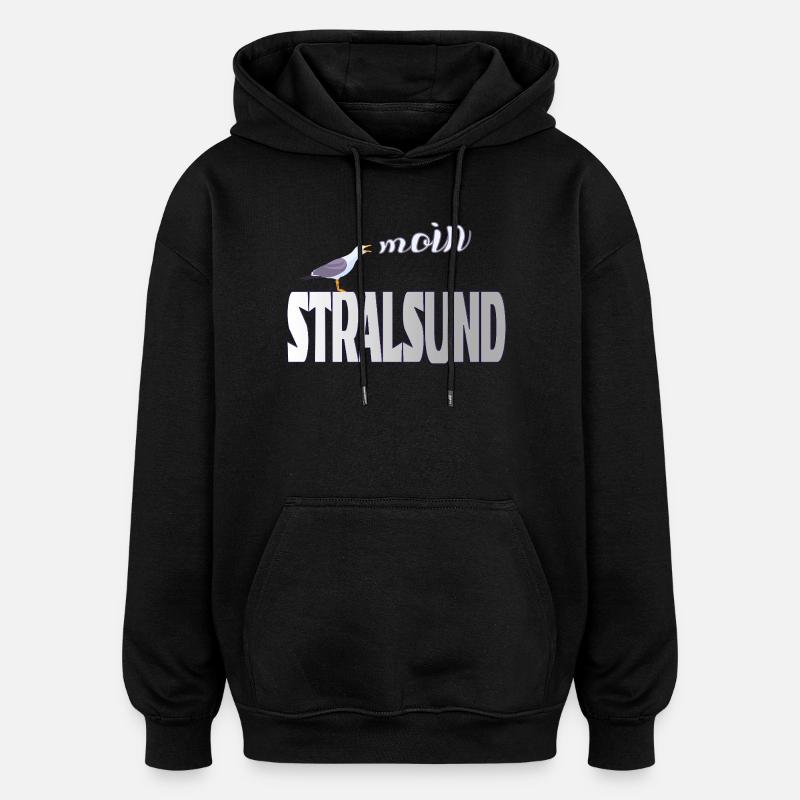 Stralsund Möwe & Moin Ostsee - Oversized Unisex Hoodie - Schwarz