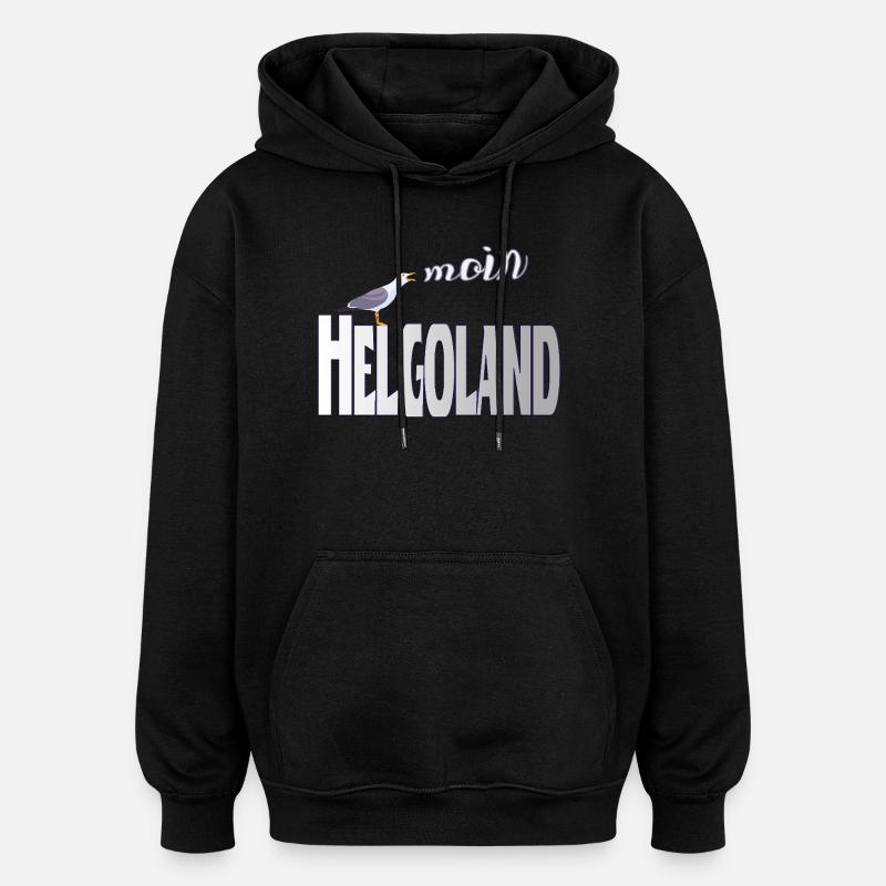 Helgoland Möwe & Moin Design - Oversized Unisex Hoodie - Schwarz