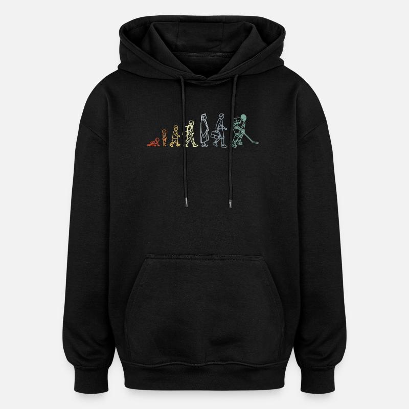 Évolution du hockey sur glace - Sweat à capuche oversize unisexe - noir