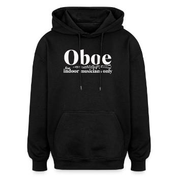 Oboe for Indoor Musicians - Oboist Oboist - Oversized Unisex Hoodie - black - Front - Noah (186cm)