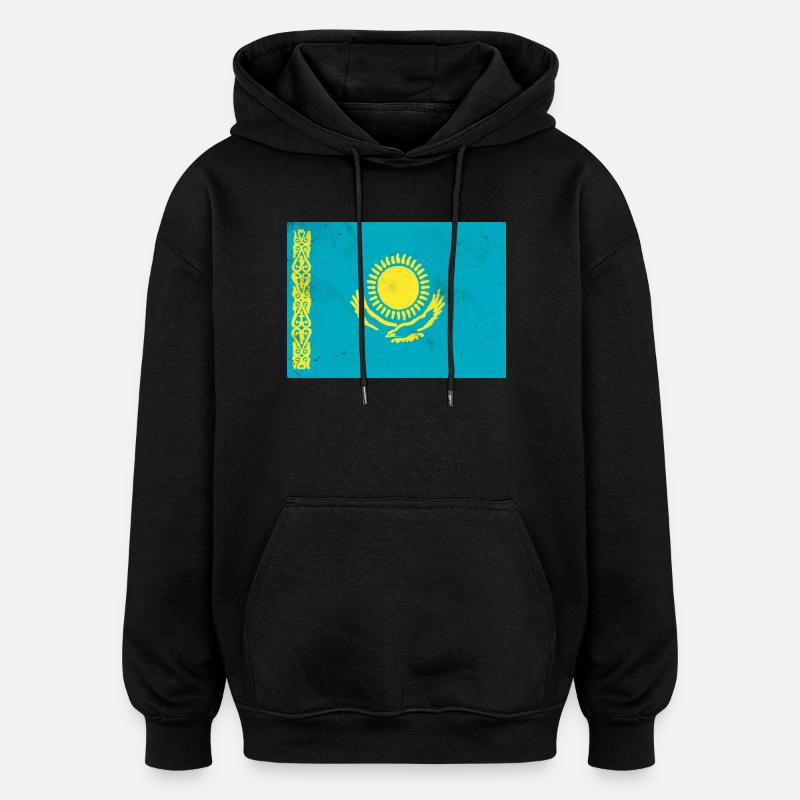 Drapeau du Kazakhstan - Sweat à capuche oversize unisexe - noir