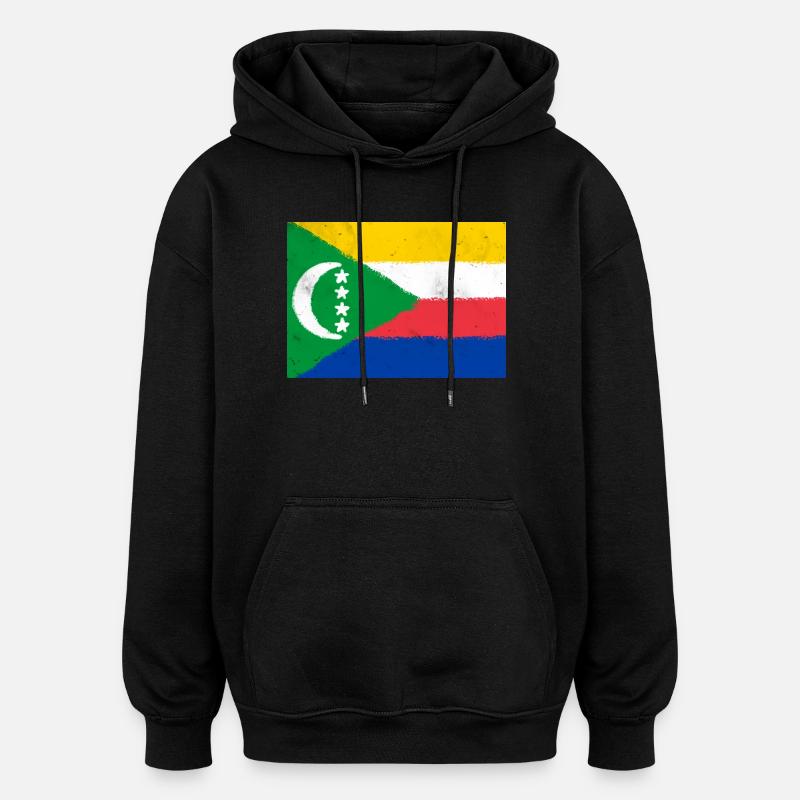 Drapeau des Comores - Sweat à capuche oversize unisexe - noir
