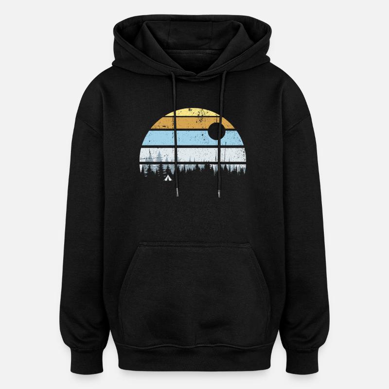 Serene Forest Sunset Scene - Oversized Unisex Hoodie - black