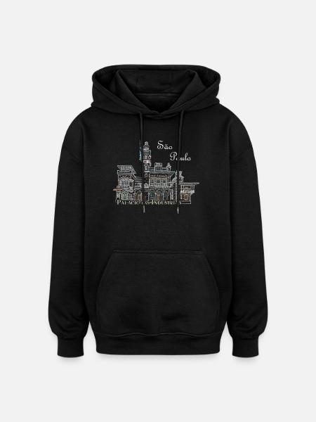 Sao Paulo Brazil Drawing of Industry - Oversized Unisex Hoodie - black