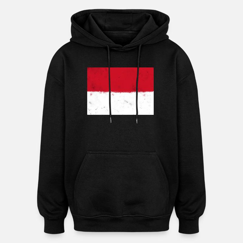 Drapeau de Monaco - Sweat à capuche oversize unisexe - noir