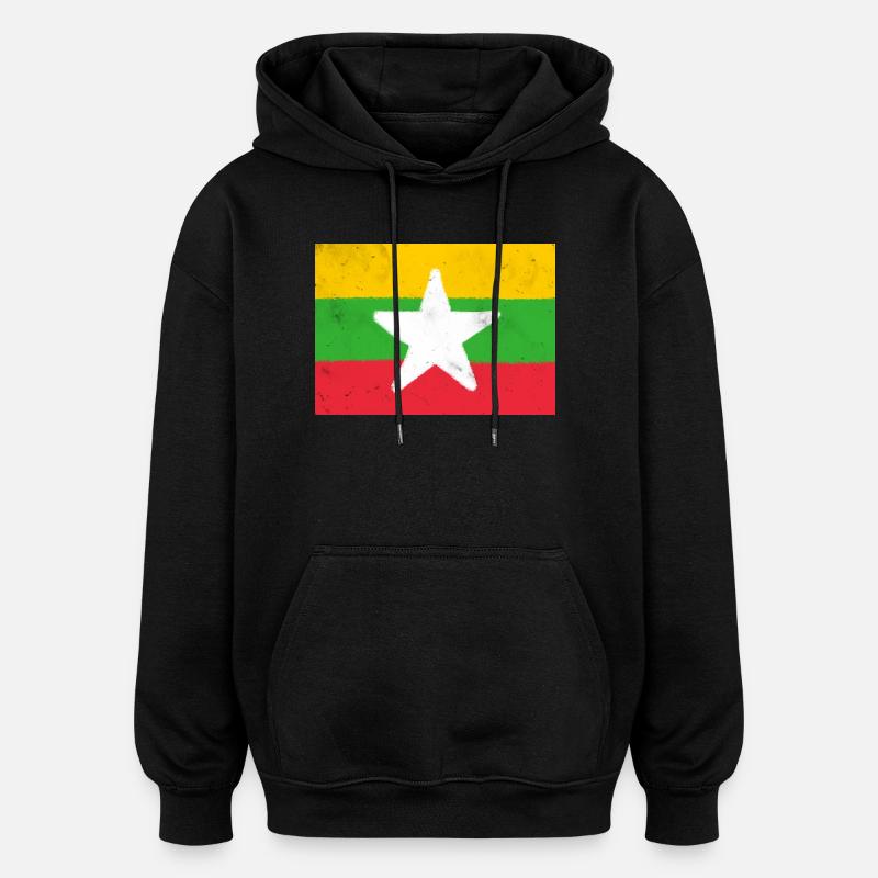 Flagge von Myanmar - Oversized Unisex Hoodie - Schwarz