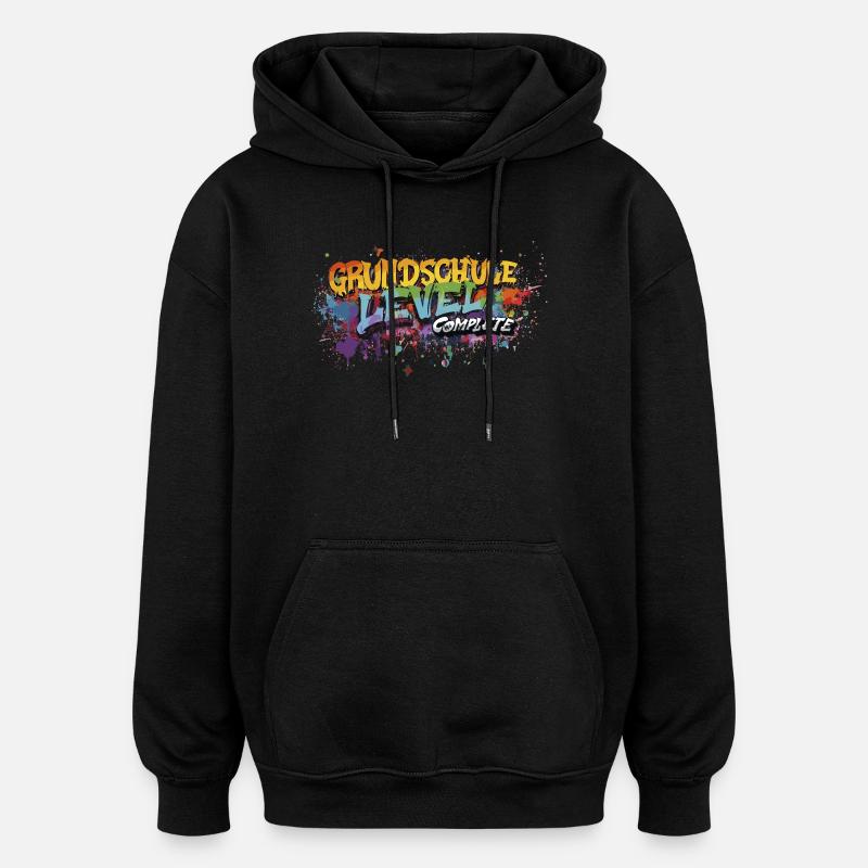 Grundschule Level Complete Graffiti Abschlussshirt - Oversized Unisex Hoodie - Schwarz