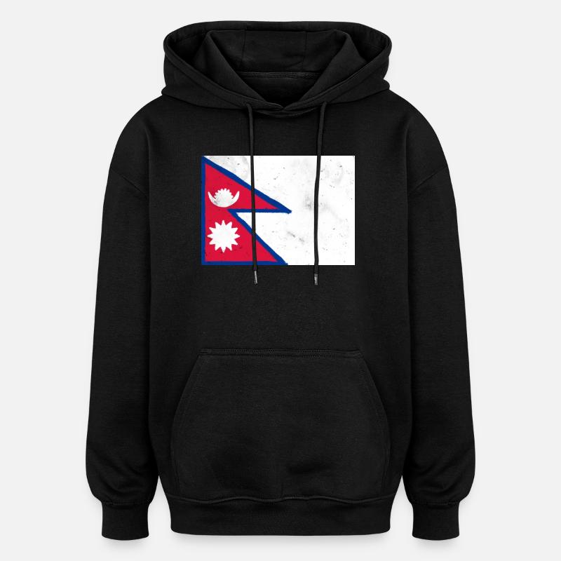 Flagge von Nepal - Oversized Unisex Hoodie - Schwarz