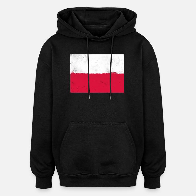 Polnische Flagge - Oversized Unisex Hoodie - Schwarz