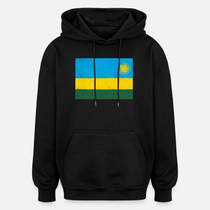 Drapeau du Rwanda - Sweat à capuche oversize unisexe - noir