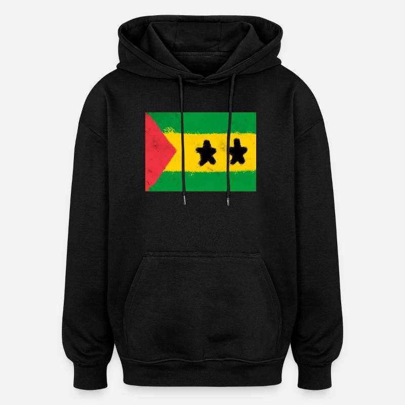 Drapeau de São Tomé-et-Príncipe - Sweat à capuche oversize unisexe - noir