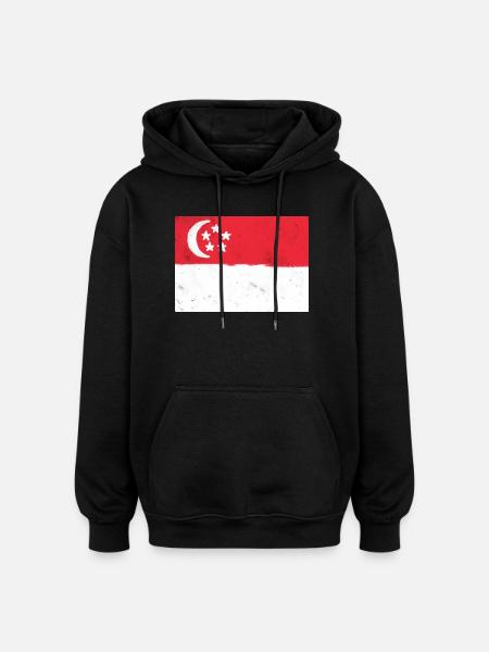 Drapeau de Singapour - Sweat à capuche oversize unisexe - noir
