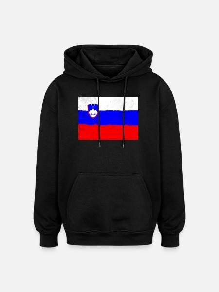 Flag of Slovenia - Oversized Unisex Hoodie - black