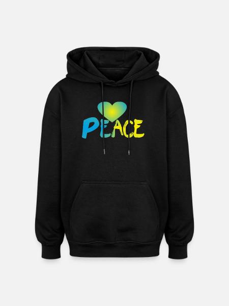 Peace Herz Frieden Friedenszeichen - Oversized Unisex Hoodie - Schwarz